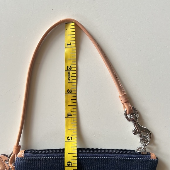 Coach Denim Blue Tan Leather Wristlet - Picture 8 of 8